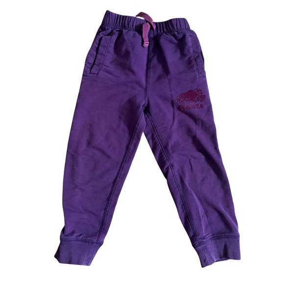 Roots Purple pull on Sweatpants with Elastic Waistband 100% cotton girls 3T - Picture 1 of 9